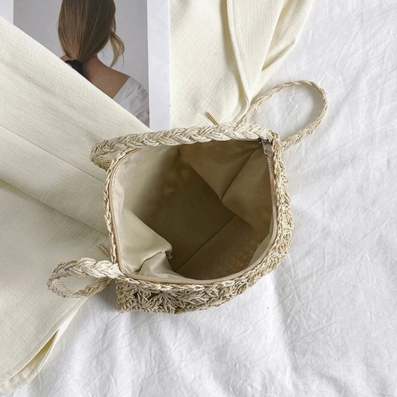 Straw Woven Crossbody Bag – Boho Shoulder Bag for Women