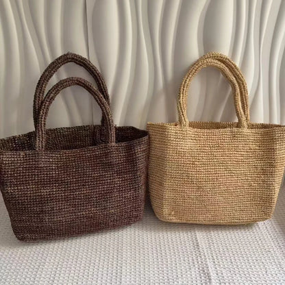 Raffia Woven Tote Bag - Summer Beach Handbag for Women