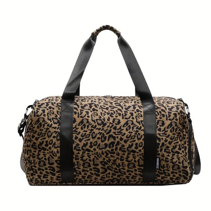 Leopard Print Weekender Duffel Bag – Large Capacity Travel Bag