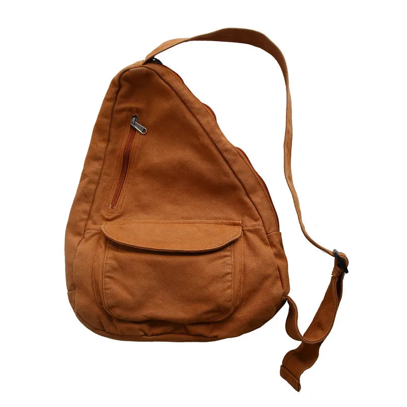 Canvas Crossbody Sling Bag – Unisex Multi-Pocket Shoulder Bag