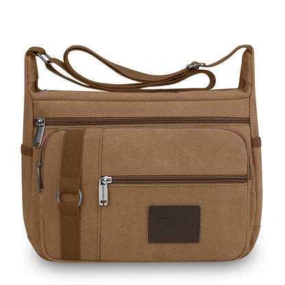 Men's Canvas Crossbody Bag – Multi-Pocket Travel Messenger
