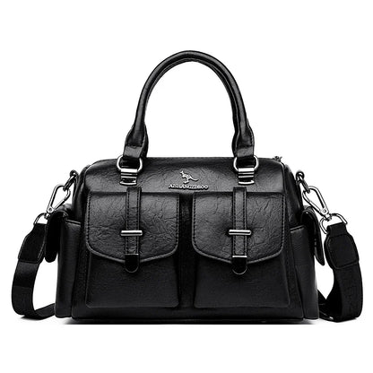 Large Capacity Women's Leather Handbag – Shoulder & Crossbody Bag