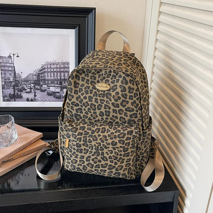 Leopard Print Backpack – Women's Trendy Casual Shoulder Bag