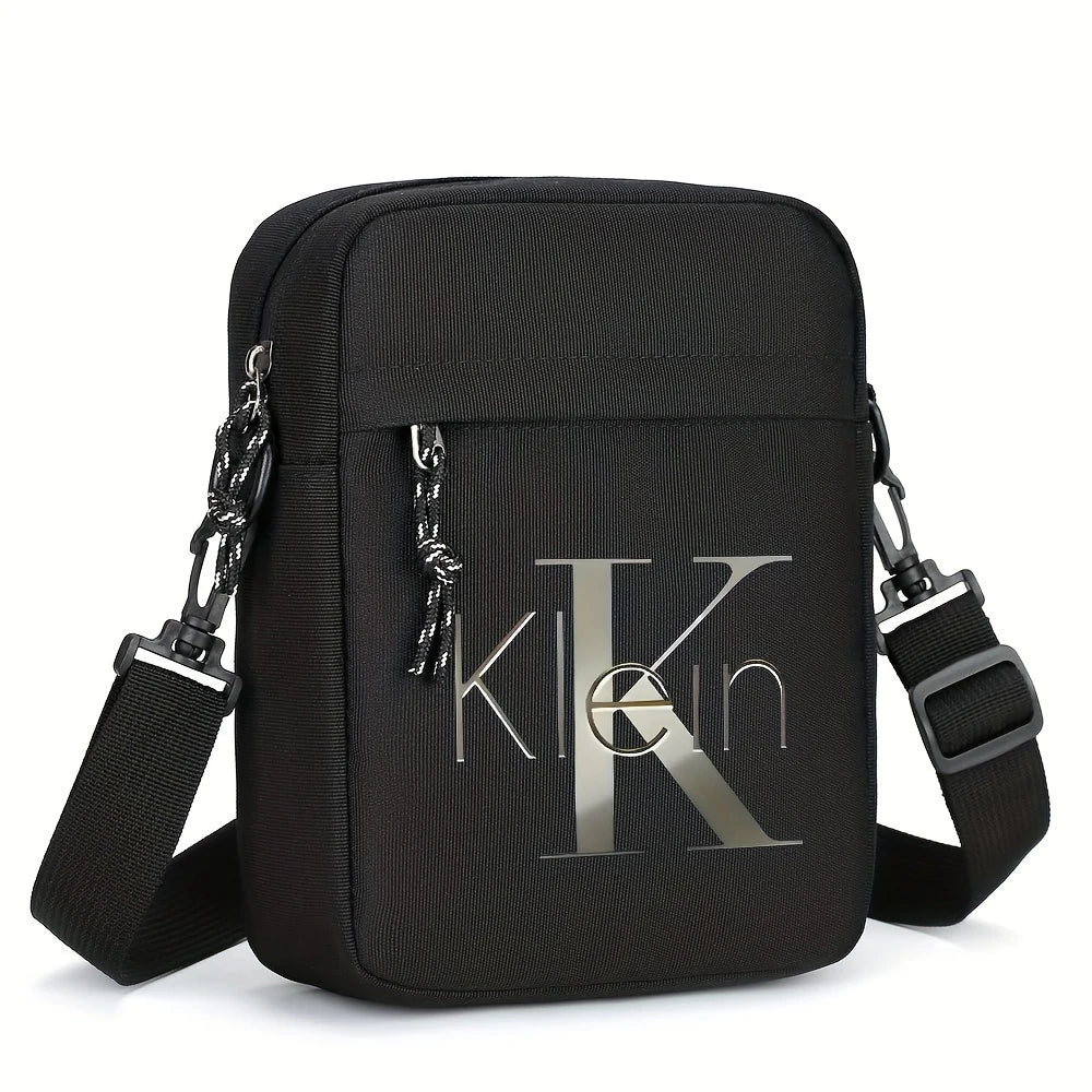 Men's Oxford Crossbody Bag – Trendy Logo Print Shoulder Bag