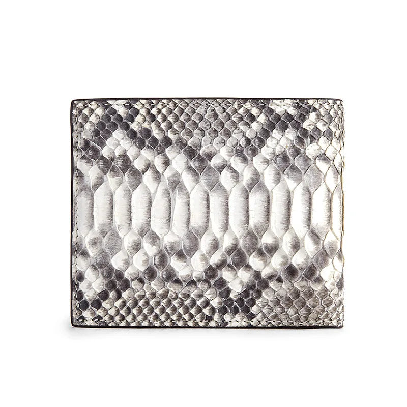Python Skin Genuine Leather Bifold Wallet – Multi Card Slots