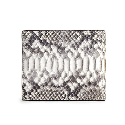 Python Skin Genuine Leather Bifold Wallet – Multi Card Slots