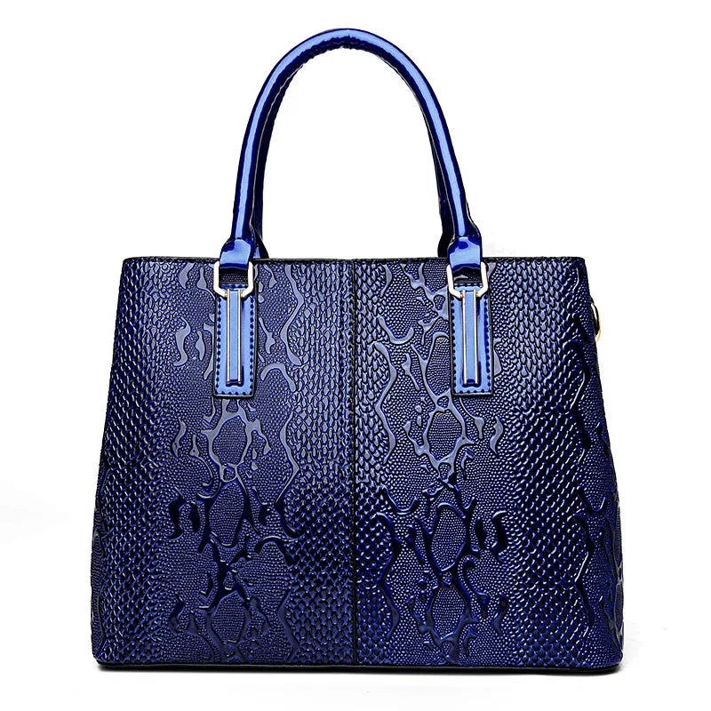 Snake Embossed Patent Leather Women's Tote Bag