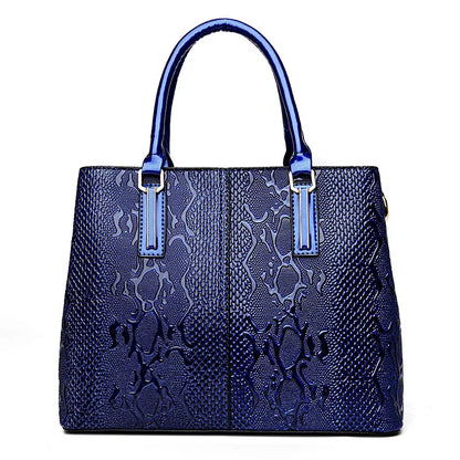 Snake Embossed Patent Leather Women's Tote Bag