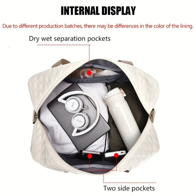 Large Capacity Nylon Travel Duffel Bag with Shoe Compartment