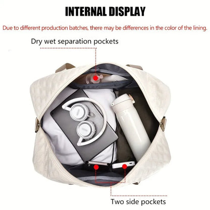 Large Capacity Nylon Travel Duffel Bag with Shoe Compartment