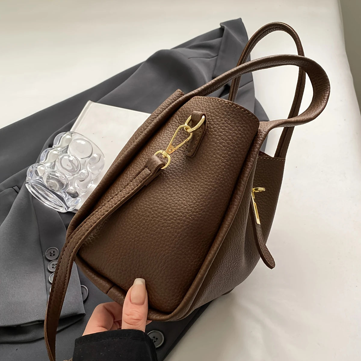 Crossbody Bag - Retro Solid Color Multifunctional Handbag