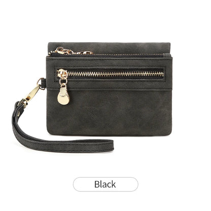 Women's Wristlet Wallet – Short PU Leather Zipper Coin Purse with Card Slots