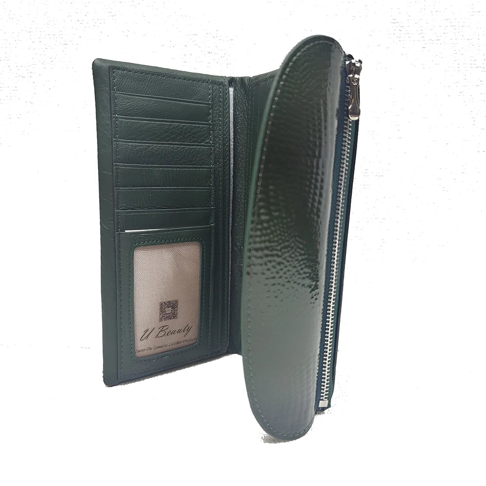 Patent Leather Long Wallet Women Crocodile Pattern Clutch Purse
