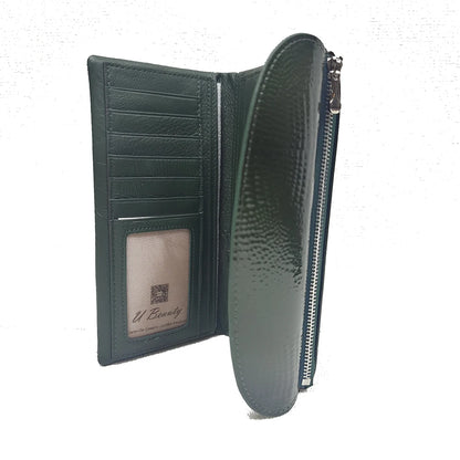 Patent Leather Long Wallet Women Crocodile Pattern Clutch Purse