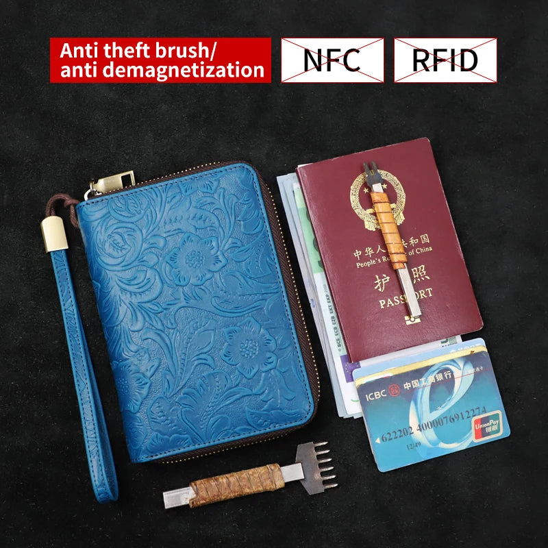 RFID Blocking Genuine Leather Clutch Wallet for Men – Passport