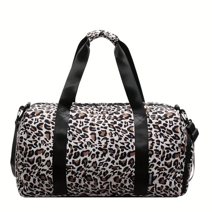 Leopard Print Weekender Duffel Bag – Large Capacity Travel Bag