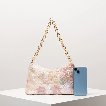 Floral Sequin Embroidery Shoulder Bag – Gala & Prom