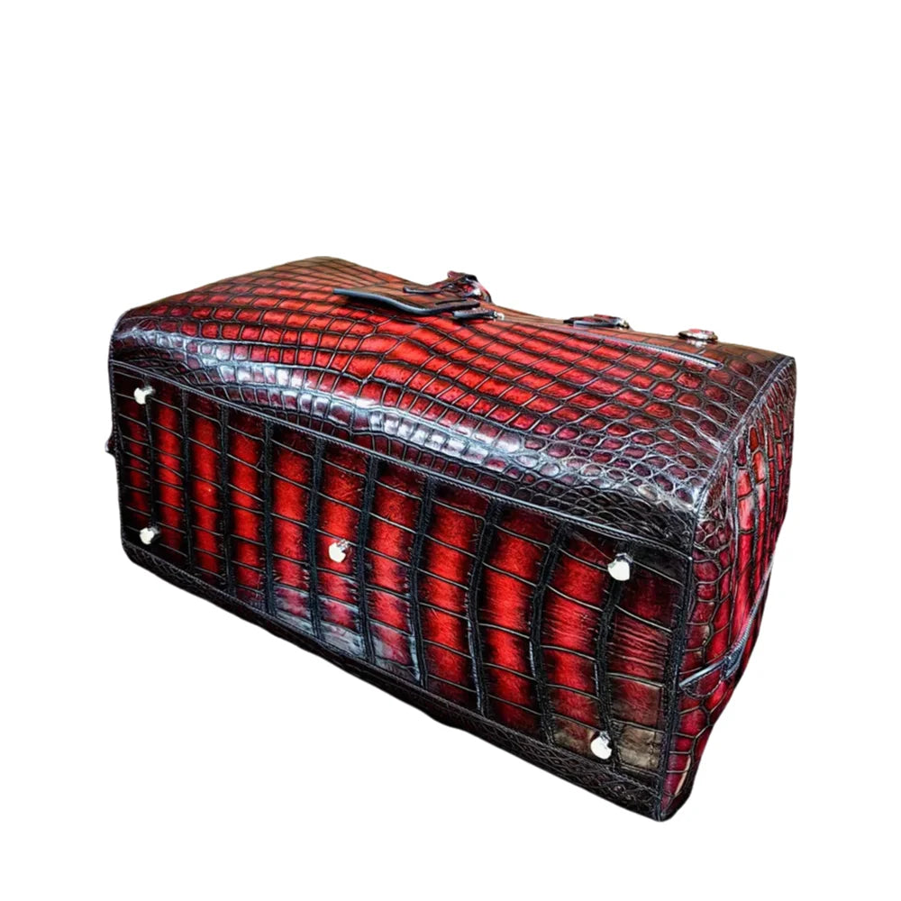 Crocodile Leather Large Travel Duffle Bag