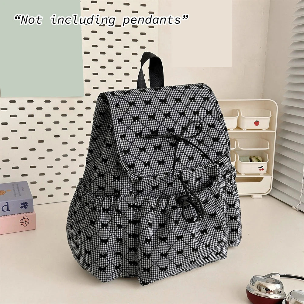 Bow Print Backpack – Japanese Style Large Capacity Casual Bag