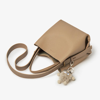 Foxer Simple Genuine Leather Handbag Women S Shoulder Bag Tote Bucket Large Capacity Female Cross