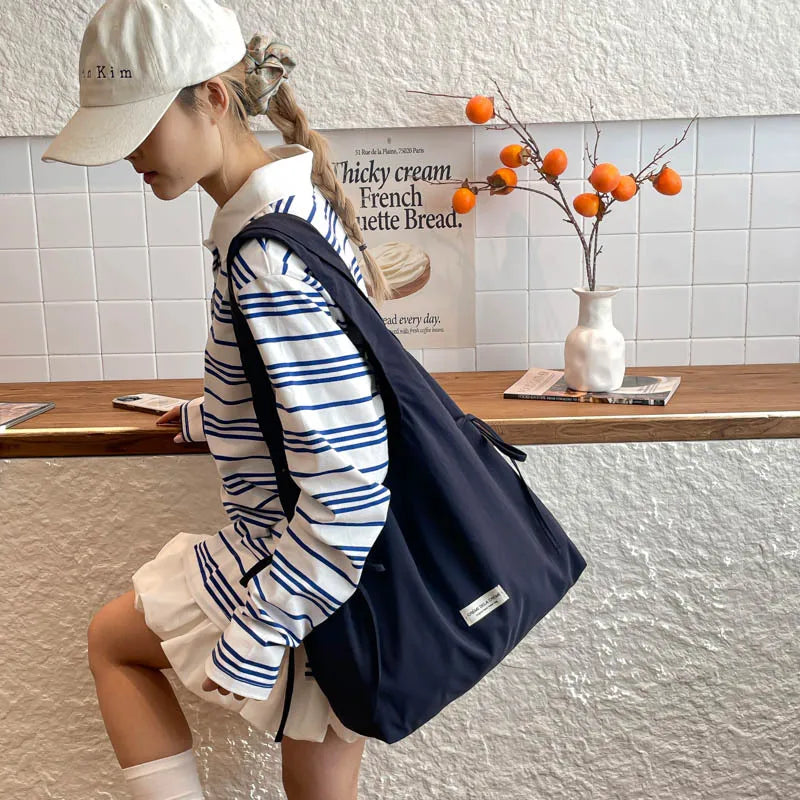 Large Capacity Tote Shoulder Bag – Casual Nylon Handbag for Women
