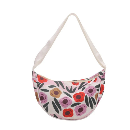 Japanese Style Floral Nylon Crossbody Bag – Crescent Hobo