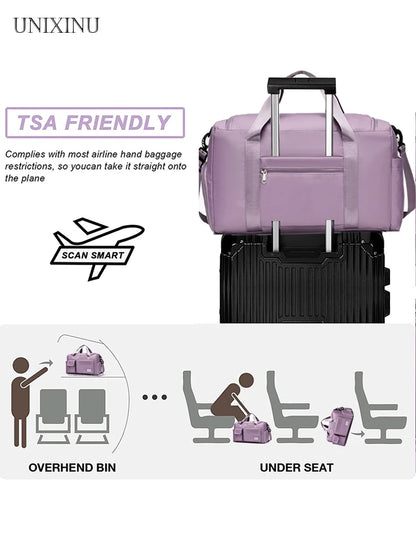 Large Capacity Weekender Duffle Bag with Shoe Compartment