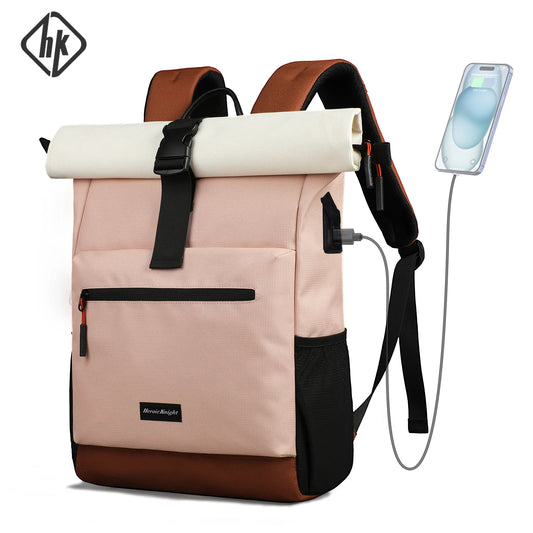 Women's Expandable Laptop Backpack – 15.6" Roll-Top School Bag