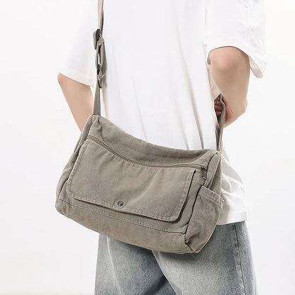 Retro Canvas Crossbody Bag Large Capacity for Men & Women