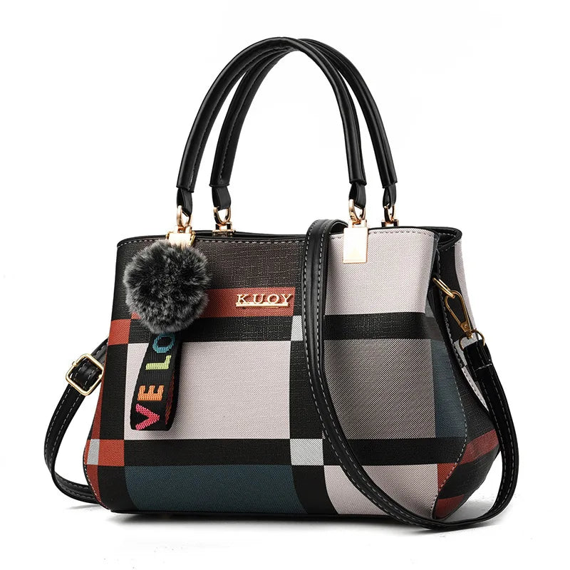 Luxury Vintage Plaid PU Leather Handbag for Women – Crossbody Shoulder Bag