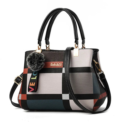 Luxury Vintage Plaid PU Leather Handbag for Women – Crossbody Shoulder Bag
