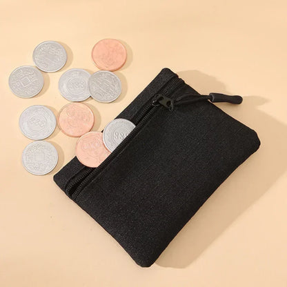 Canvas Mini Coin Purse – Zipper Pouch for Keys, Cards & Cash