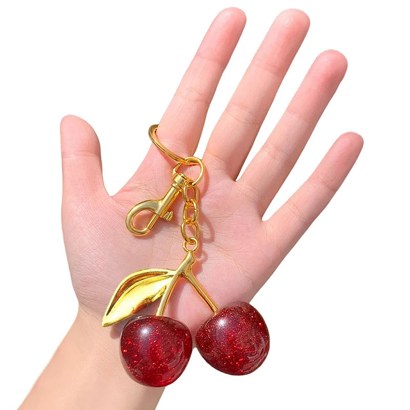 Crystal Cherry Ball Bag Charm & Keychain Pendant