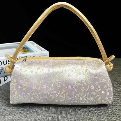 Embroidered Silk Shoulder Bag – Floral Cheongsam Purse