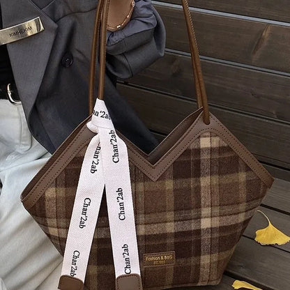 Cross-Border Large-Capacity Bag Women S Contrast Shoulder Tote Popular Commuter Underarm