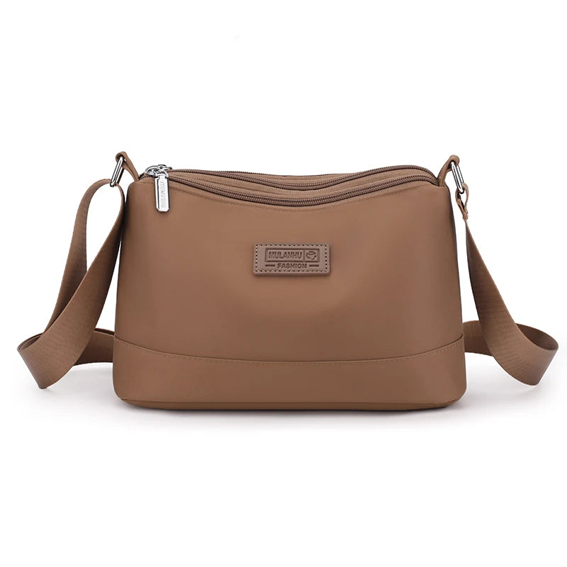 Women's Waterproof Nylon Crossbody Bag – 3-Layer Shoulder Handbag