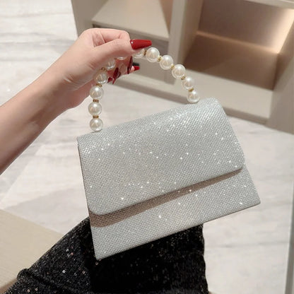 Pearl Chain Evening Bag – Luxury Silk Clutch Purse for Women