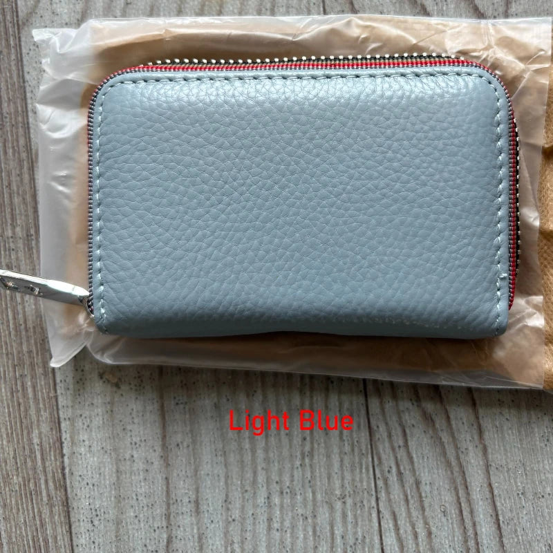 RFID Blocking Leather Card Holder Wallet – Zipper Accordion Coin Purse