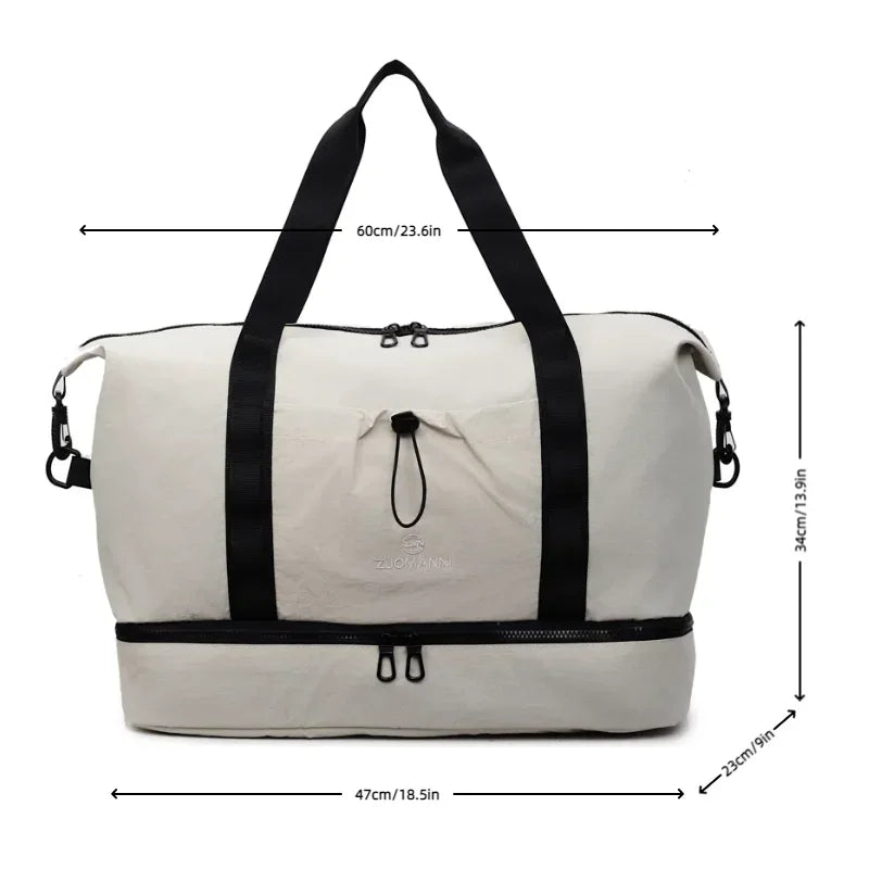 Large Capacity Gym Duffel Bag with Shoe Compartment for Travel & Yoga