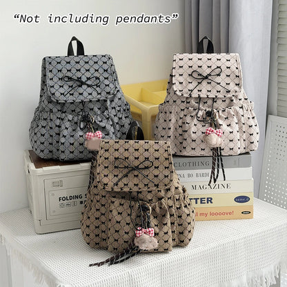 Bow Print Backpack – Japanese Style Large Capacity Casual Bag