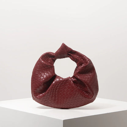 Woven Knot Crescent Bag – Vintage Faux Leather Hobo Clutch