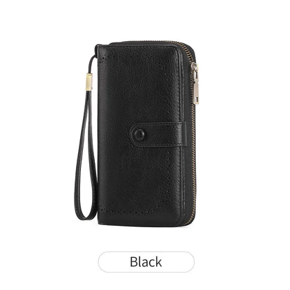 RFID Blocking Women's Accordion Wallet – Retro Leather Clutch