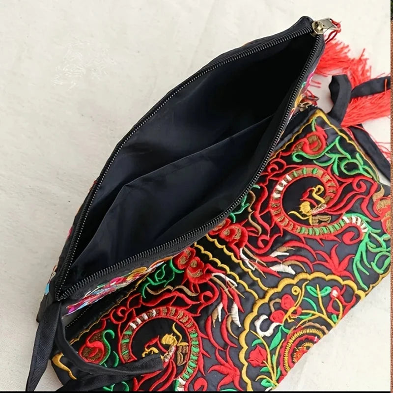 Embroidered Wristlet Clutch Bag – Ethnic Style Women's Handbag