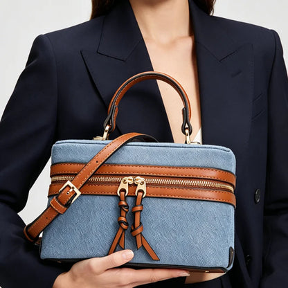 Denim Box Bag – Women's Luxury Crossbody Shoulder Handbag