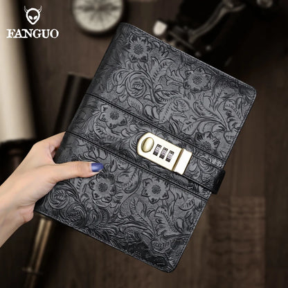 Locked Leather Journal A5 Notebook with Password Lock