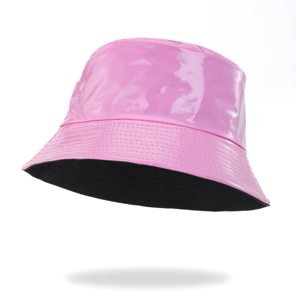 Reversible Faux Leather Bucket Hat for Women – Waterproof PU