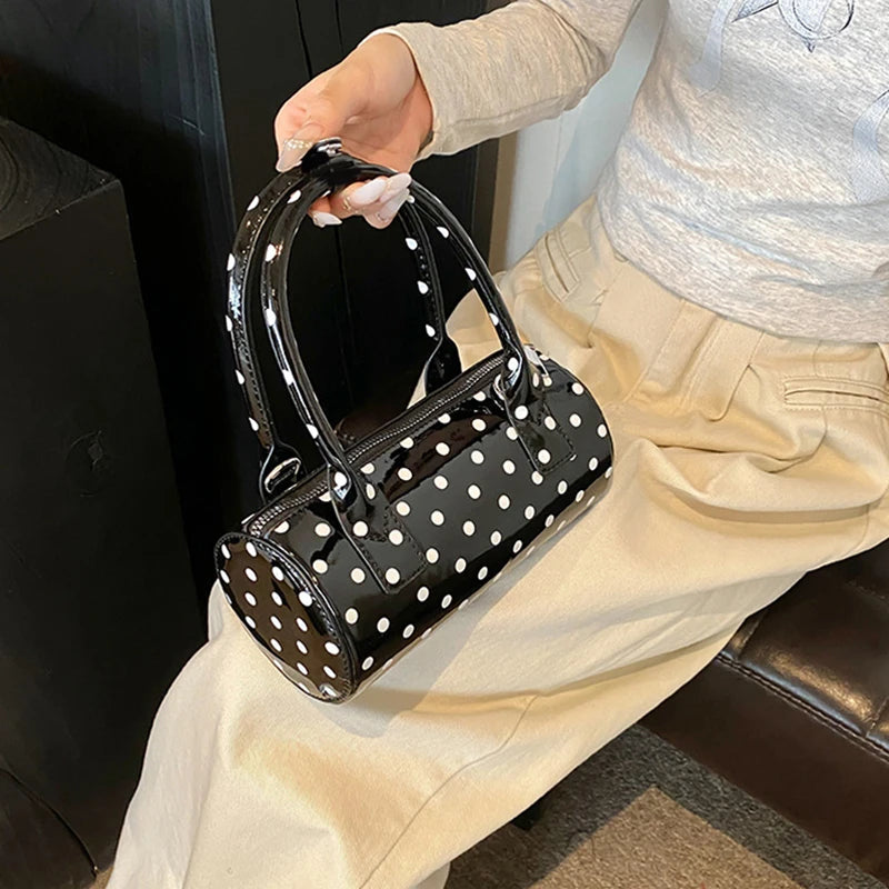 Polka Dot Boston Bag – Women's Lacquer Leather Shoulder Crossbody