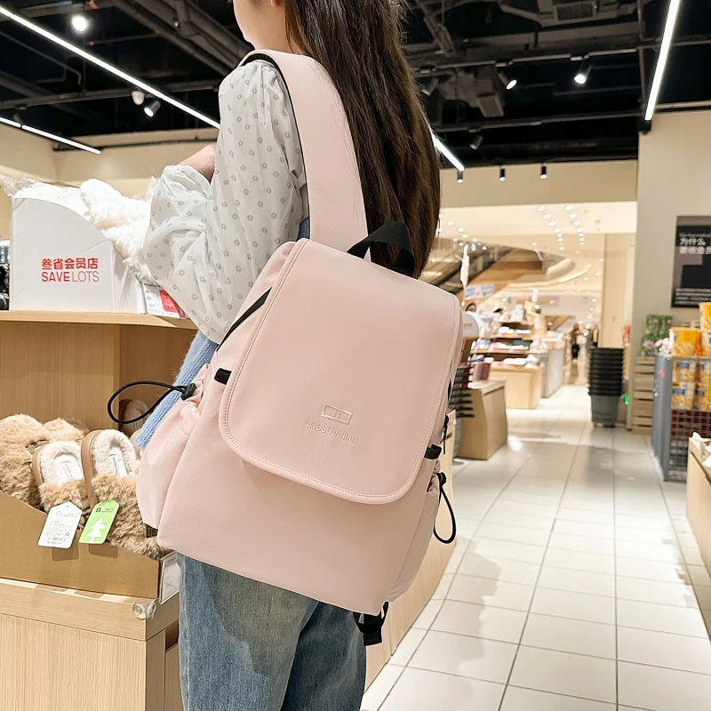 Waterproof Nylon Flip Backpack – Women's Travel & College Bookbag