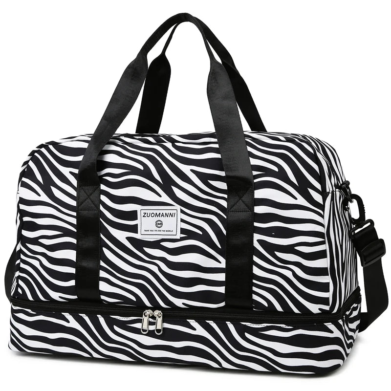 Animal Print Nylon Weekender Bag – Large Capacity Travel Duffel for Women