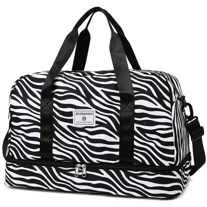 Animal Print Nylon Weekender Bag – Large Capacity Travel Duffel for Women